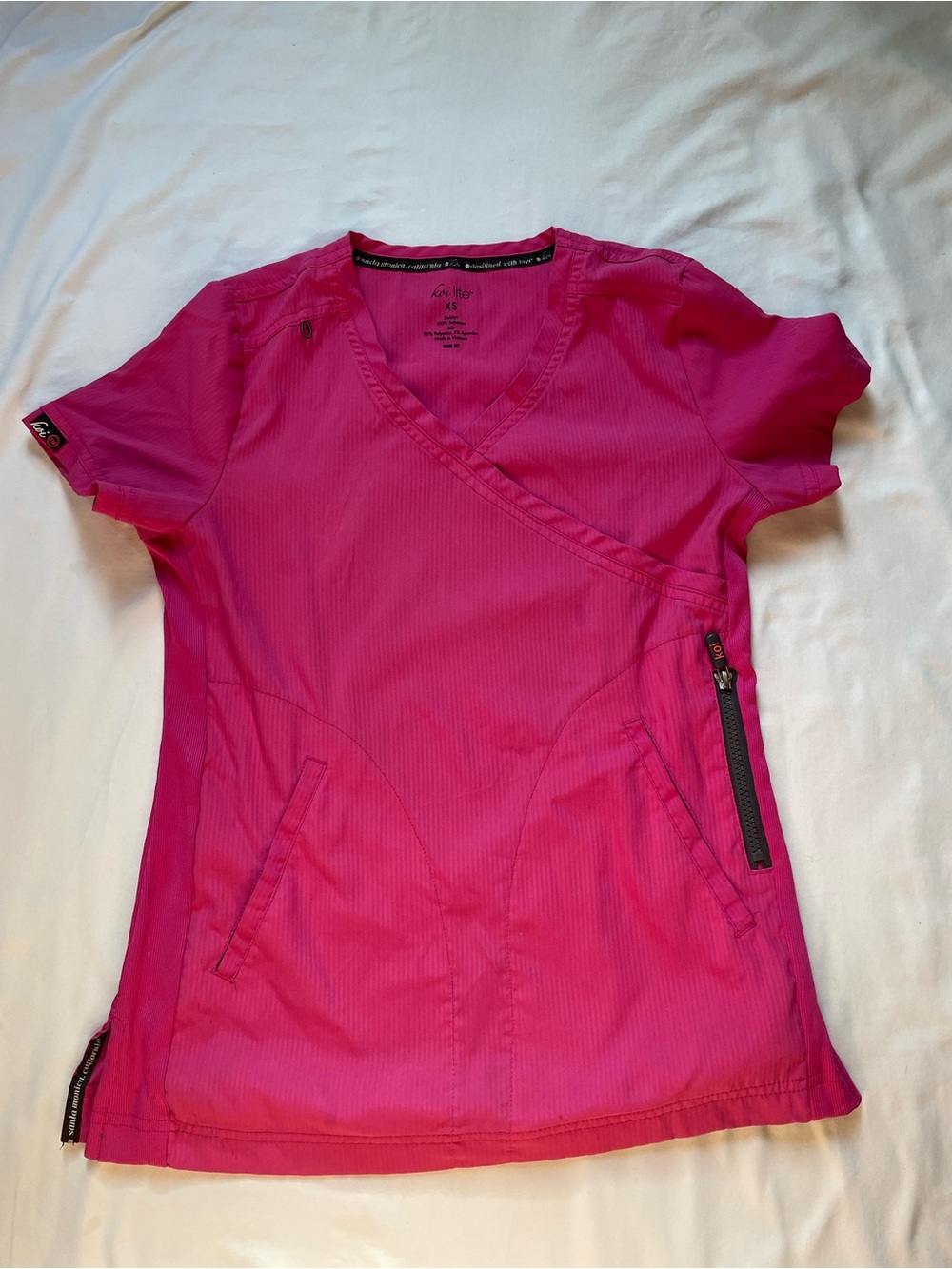 Koi Hot Pink Wrap Zipper top